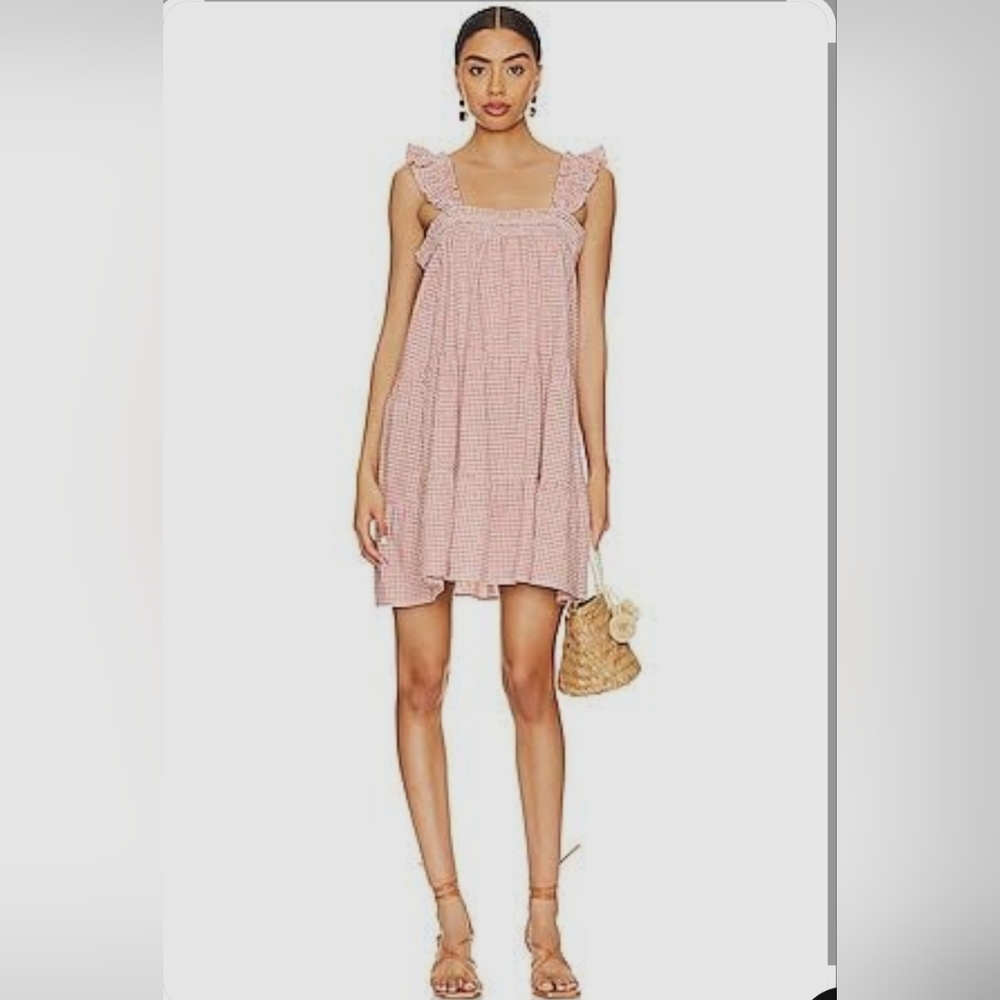 Cleobella Women's M Rayan Mini Dress In Rose Gingham